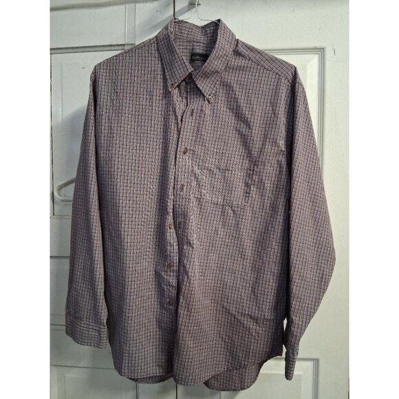 Van Heusen Mens Purple Plaid Long-Sleeve Button-Down Shirt Size XL Cotton Blend - Picture 1 of 8